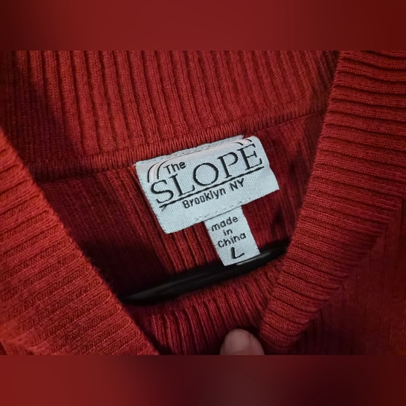 Women's Red Mock-Neck Ribbed Sweater - Picture 2 of 5